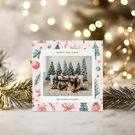 カートゥーンスタイルパステルイラストホリデーカード シーズンカード