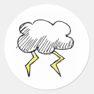カートゥーンストームクラウド雨の日デザイン ラウンドシール