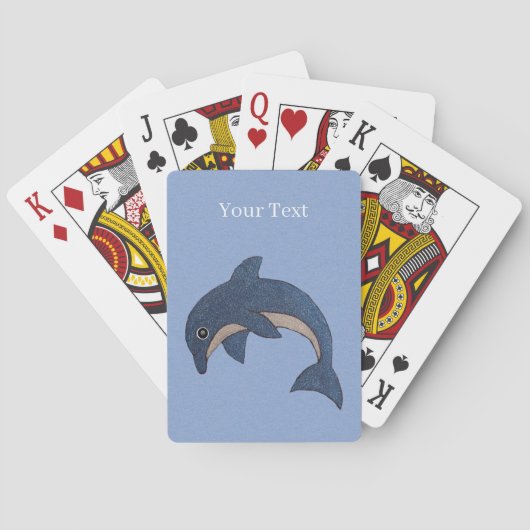 カートゥーンスパークルジャンプドルフィンダークブルーホワイトビ トランプ (裏面)