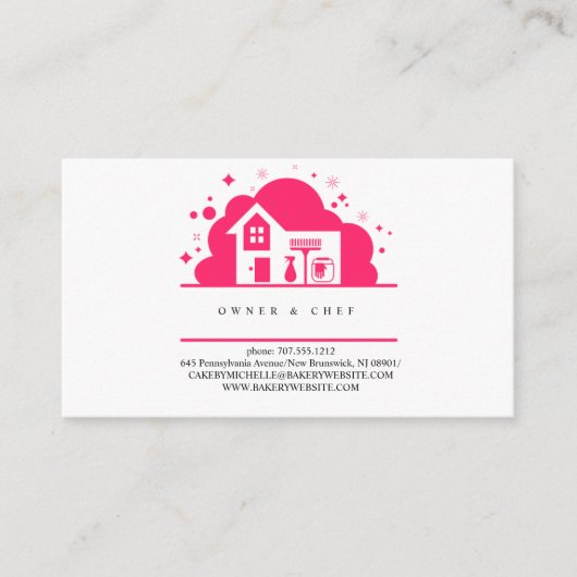 カートゥーンハウスメイドクリーニングサービスピンク 名刺 (正面)