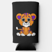 カートゥーンパープル&オレンジベビータイガー スリム缶クーラー (正面)