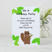 カートゥーンビーバー誕生日招待状 招待状 (スタンド正面)