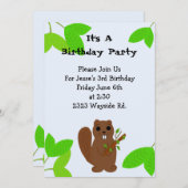 カートゥーンビーバー誕生日招待状 招待状 (正面/裏面)