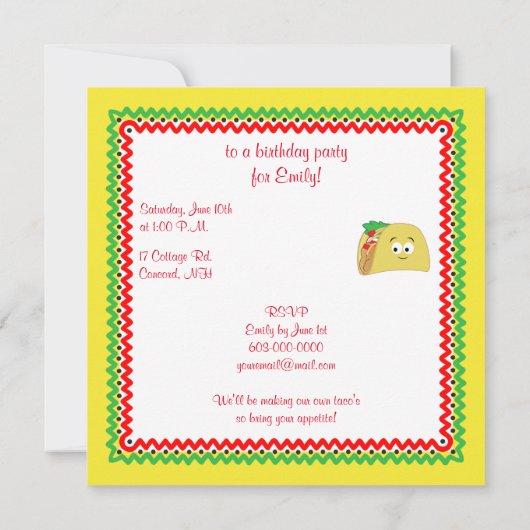 カートゥーンピナタ誕生日招待状 招待状 (裏面)