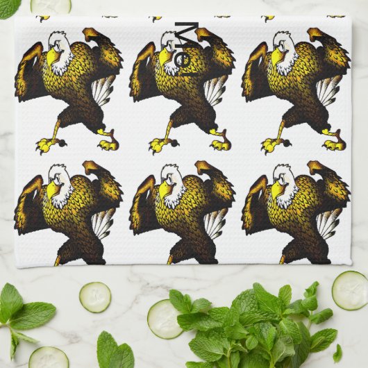 カートゥーンファイティングイーグル キッチンタオル (折り畳み)
