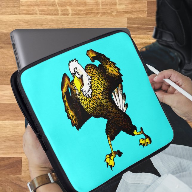 カートゥーンファイティングイーグル ラップトップスリーブ (Cartoon Fighting Eagle Laptop Sleeve)