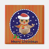 カートゥーンフクロウと文字の可愛いクリスマスマグネット マグネット (正面)