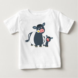 カートゥーンベルテッドガロウェイカウアンドカーフベビーTシャツ ベビーTシャツ