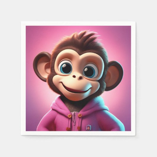 カートゥーンモンキースタンダードカクテルナプキン スタンダードカクテルナプキン (正面)