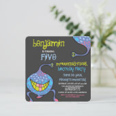 カートゥーンモンスターエイリアン子供の誕生日パーティー招待状 招待状 (スタンド正面)