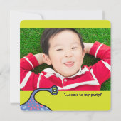 カートゥーンモンスターエイリアン子供の誕生日パーティー招待状 招待状 (裏面)