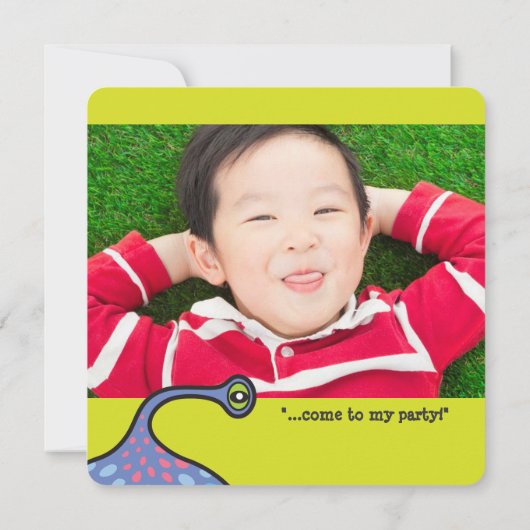 カートゥーンモンスターエイリアン子供の誕生日パーティー招待状 招待状 (裏面)