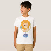 カートゥーンライオンの輪抜けジャンプ Tシャツ (正面フル)