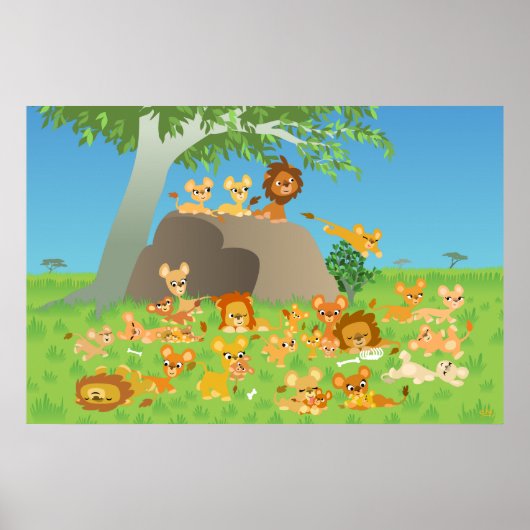 カートゥーンライオンプライドカスタムプリント ポスター (正面)