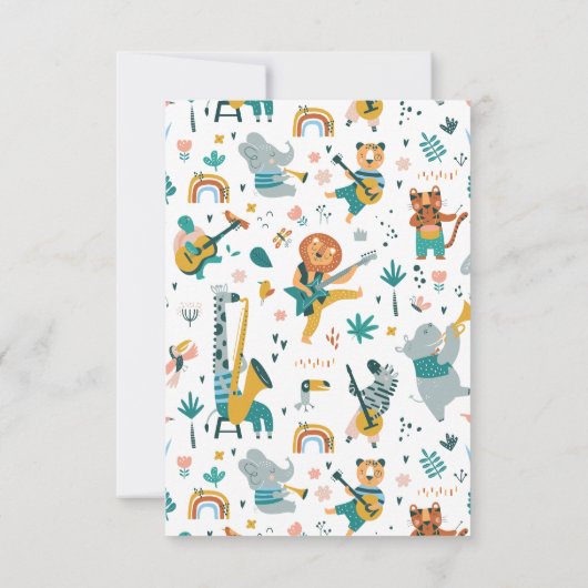 カートゥーンライオン&ギター誕生日 招待状 (裏面)