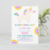 カートゥーンレインボーユニコーン誕生日招待状 招待状 (スタンド正面)