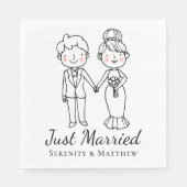 カートゥーン新婦たった今結婚しました結婚ズナプキン スタンダードランチョンナプキン (正面)