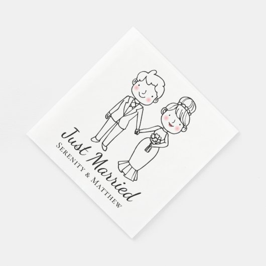 カートゥーン新婦たった今結婚しました結婚ズナプキン スタンダードランチョンナプキン (角)