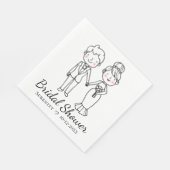 カートゥーン新郎新婦白黒ブライダルシャワー スタンダードランチョンナプキン (角)