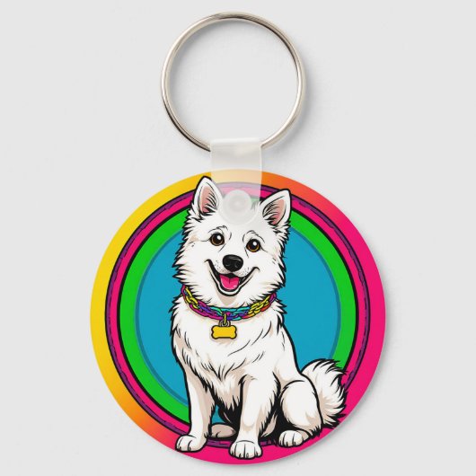 🐶 カートゥーン犬の首輪付きキーチェーン 🐶 キーホルダー (正面)