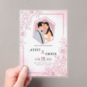 カートゥーン顔付きカスタムウェディングアクリルカード アクリル招待状 (インサイチュ (ポータブル))