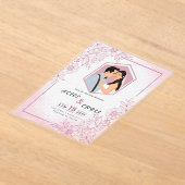 カートゥーン顔付きカスタムウェディングアクリルカード アクリル招待状 (レイダウン)