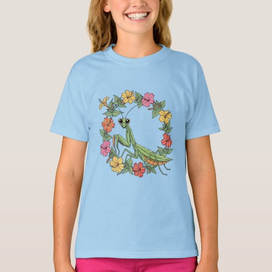 カートゥーン風カマキリとミラビリス Tシャツ (正面)