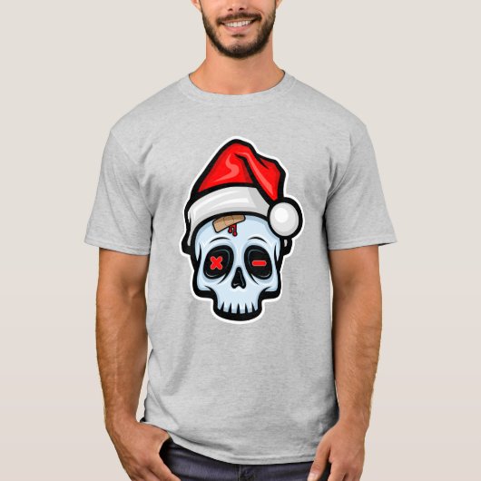 カートゥーン風クリスマススカル Tシャツ (正面)