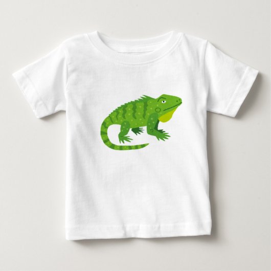 カートゥーン グリーンイグアナ イラスト ベビーTシャツ (正面)