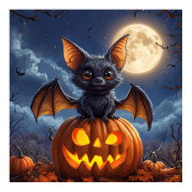 カートゥーン コウモリ かぼちゃ 満月 ハロウィン