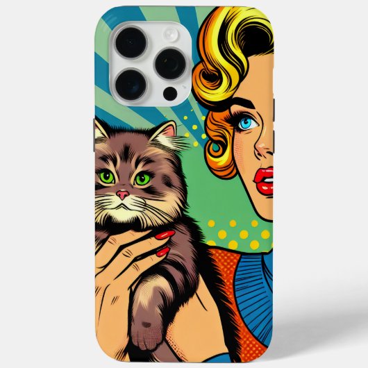 カートゥーン コミック ポップアート 女性と猫のカスタムデザイン Case-Mate iPhoneケース (裏面)