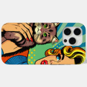 カートゥーン コミック ポップアート 女性と猫のカスタムデザイン Case-Mate iPhoneケース (裏面 (横))