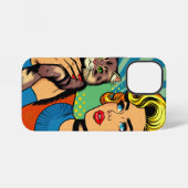 カートゥーン コミック ポップアート 女性と猫のカスタムデザイン iPhoneケース (裏面横)