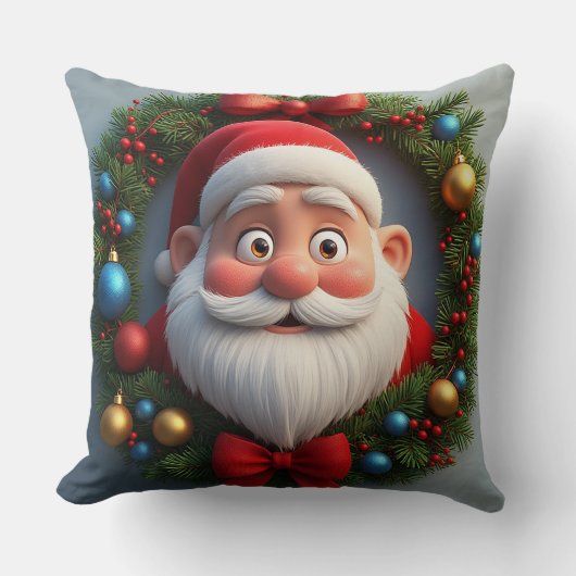 🎅 カートゥーン サンタのクリスマスデザイン 🎄 クッション (正面)