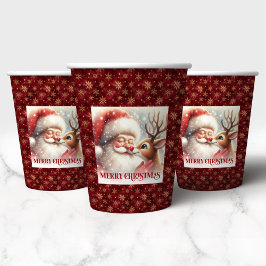 カートゥーン サンタクロース ルドルフ クリスマス カップ 紙コップ