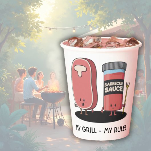 カートゥーン ステーキ＆ソース カスタムBBQシェフ 紙コップ