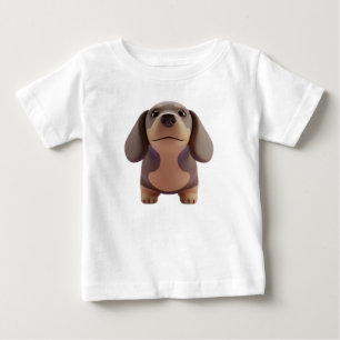カートゥーン ダックスフンド 子犬 キャラクター ベビーTシャツ