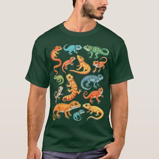 カートゥーン トカゲ 種類 判別 イグアナ ヤモリ Tシャツ (正面)