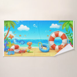 🌞 カートゥーン トロピカル ビーチ パラダイス 🌴 バスタオル