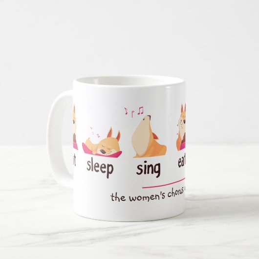 カートゥーン ドッグ 歌う 眠る 食べる コーヒーマグカップ (正面左)