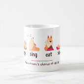 カートゥーン ドッグ 歌う 眠る 食べる コーヒーマグカップ (中央)