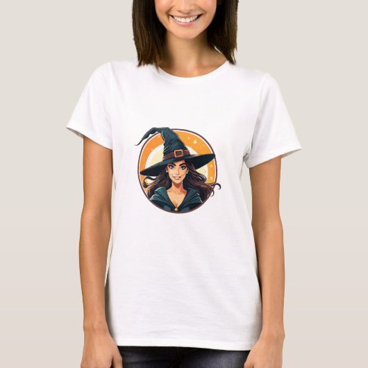 カートゥーン・ハロウィン魔女の肖像画 Tシャツ (正面)