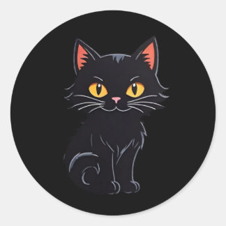 カートゥーン・ハロウィン・黒猫ステッカー ラウンドシール