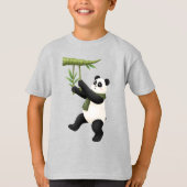 カートゥーン パンダ - 竹と戯れるパンダ Tシャツ (正面)