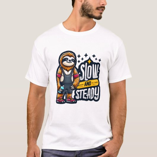 カートゥーン・ファン・スロース・ワークアウト - ゆっくりと着実に Tシャツ (正面)