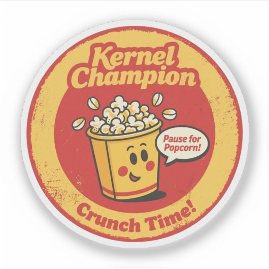 カートゥーン・ポップコーンバケツ "Kernel Champion" グラフィック シール (正面)