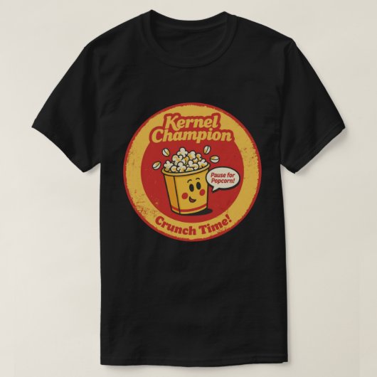 カートゥーン・ポップコーンバケツ "Kernel Champion" グラフィック Tシャツ (デザイン正面)