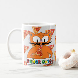 カートゥーン・マスタッシュ・キャット セニョール・ガト ピザを食べる コーヒーマグカップ