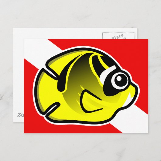 カートゥーン ラクダオラフライフィッシュ ダイブ フラッグ ポストカード (正面/裏面)