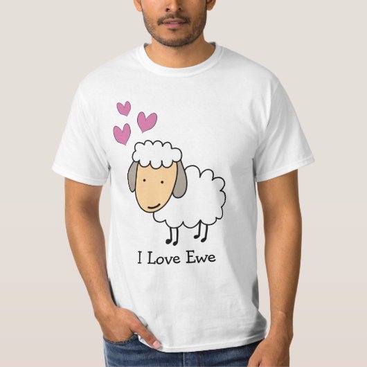 カートゥーン 羊 だじゃれ I Love Ewe Tシャツ (正面)